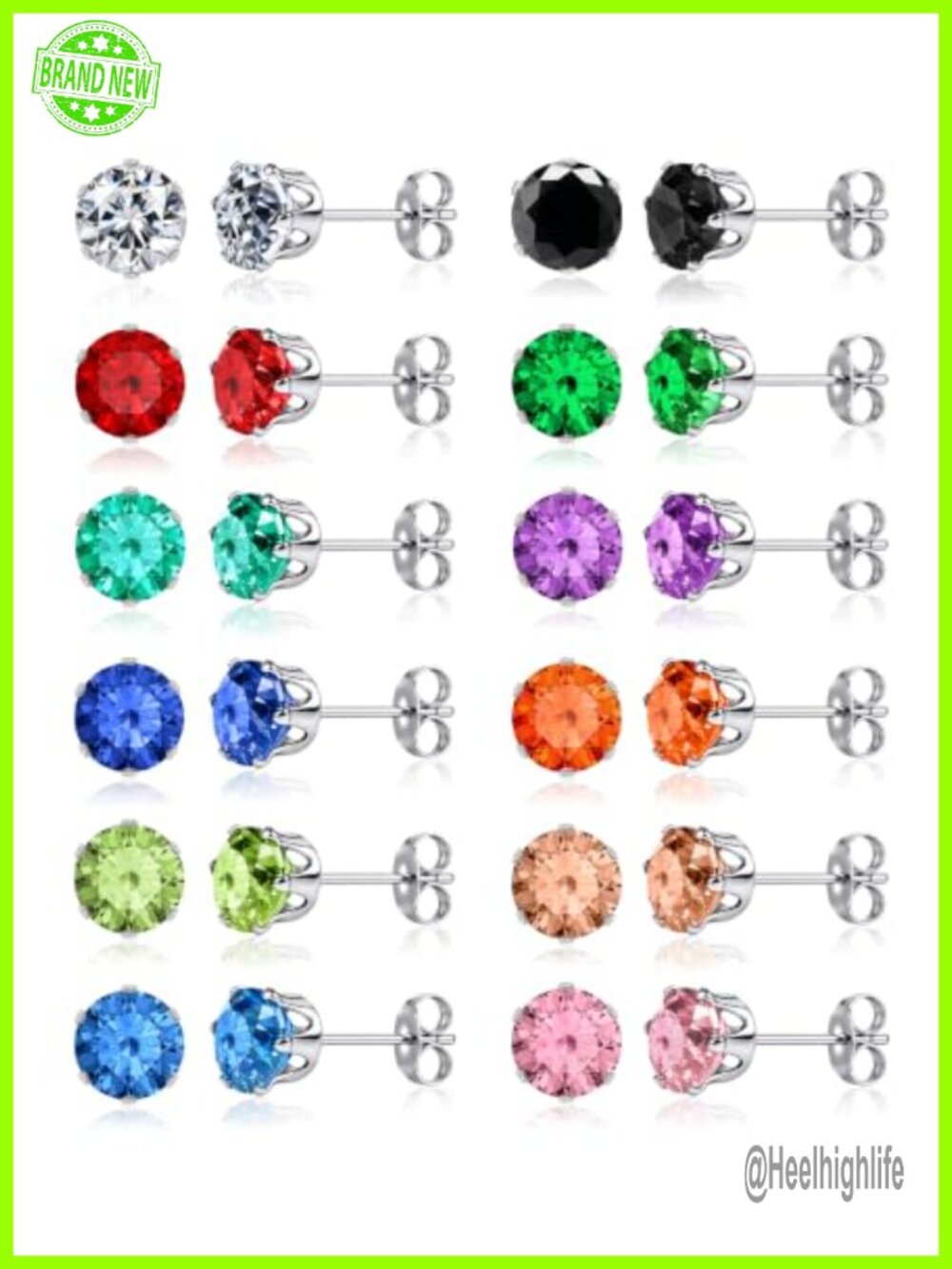 Hypoallergenic Stainless Steel Stud Earrings Set Multiple Piercing